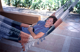 California Native's Ellen Klein relaxes in a hammock at a jungle resort.